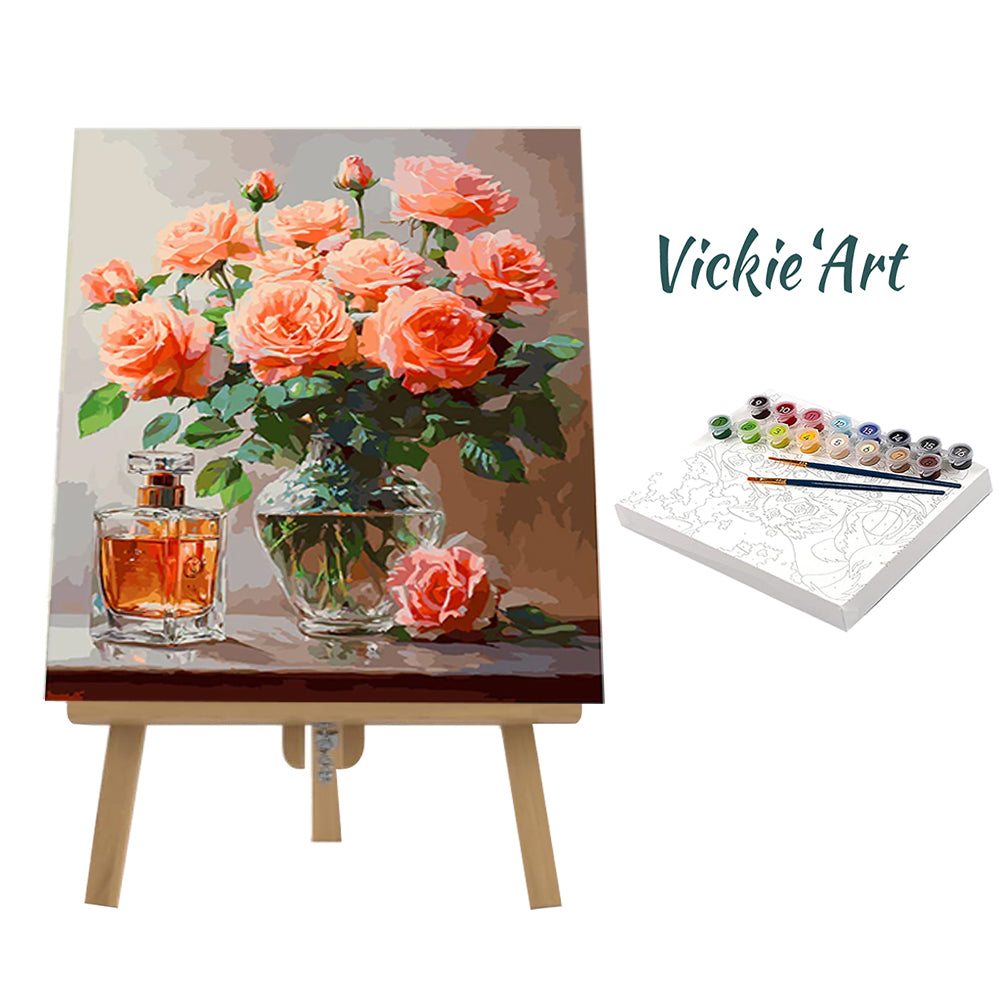Orange Rose-Flowers-Paint By Numbers Kit
