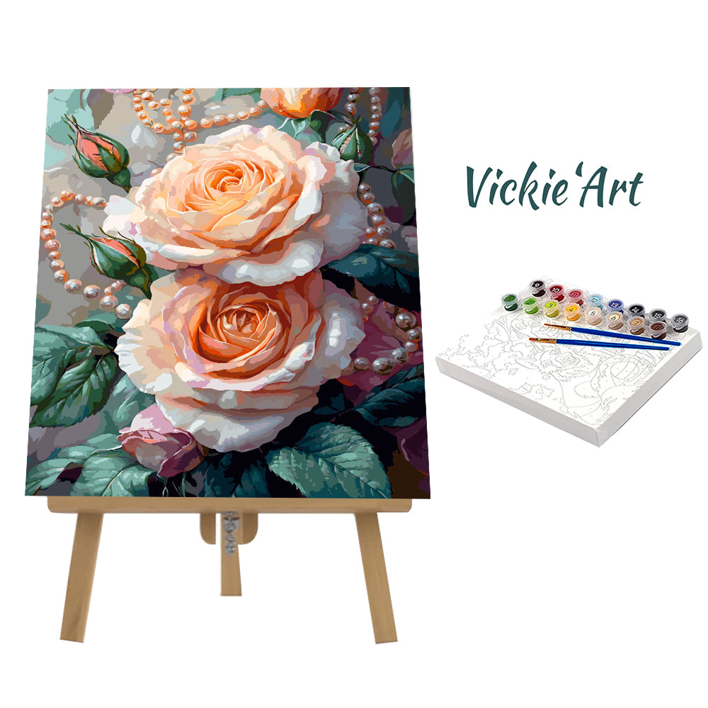 Pearl Rose 2-Flowers-Paint By Numbers Kit