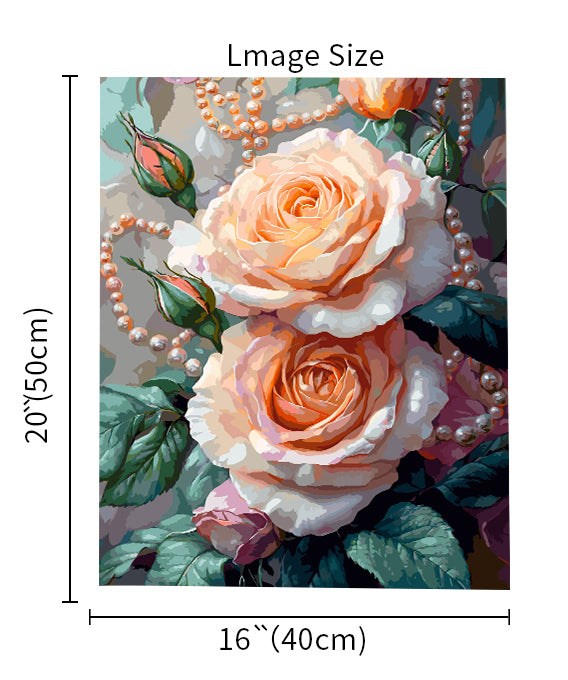 Pearl Rose 2-Flowers-Paint By Numbers Kit