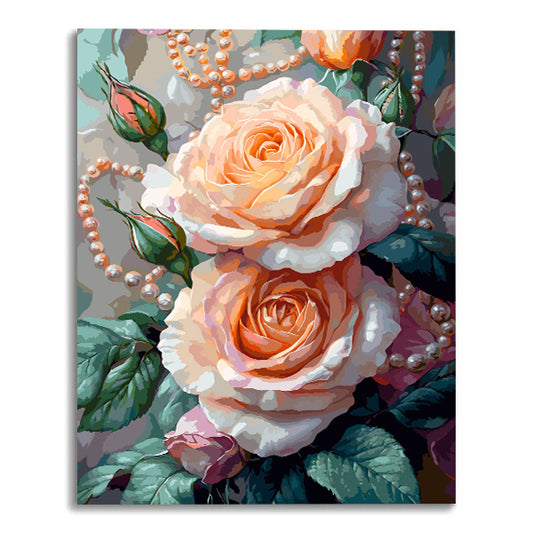 Pearl Rose 2-Flowers-Paint By Numbers Kit