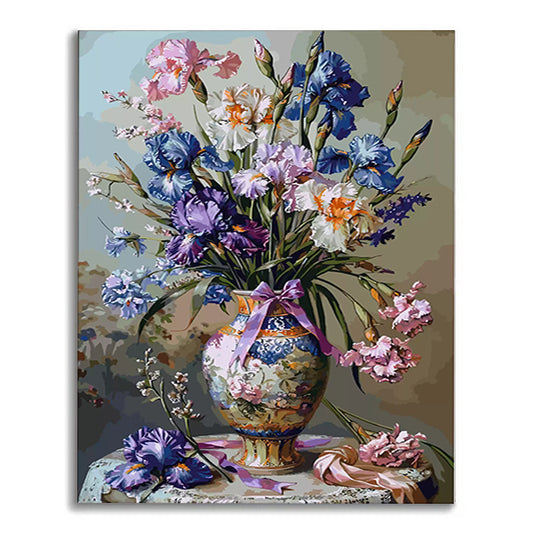 Irises in a Vase-Flowers-Paint By Numbers Kit