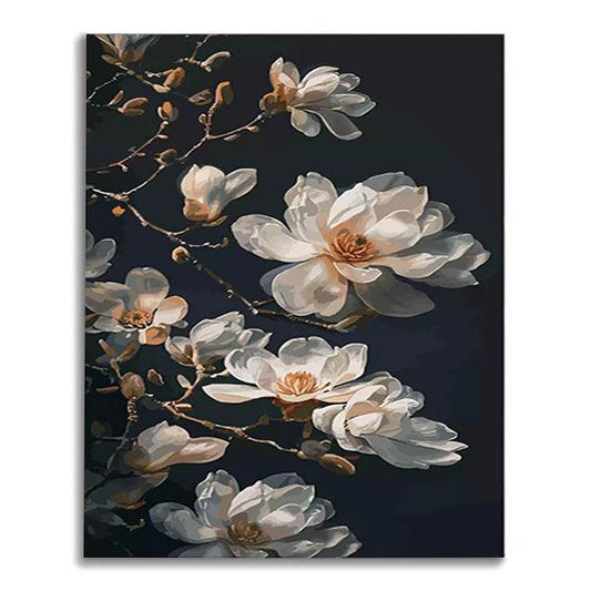 Magnolia-Flowers-Paint By Numbers Kit