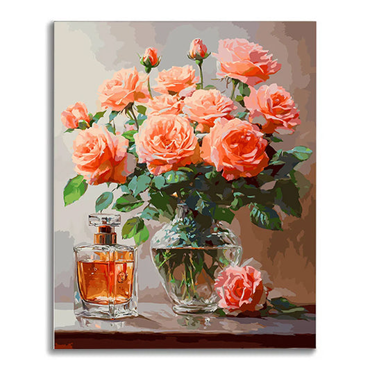 Orange Rose-Flowers-Paint By Numbers Kit